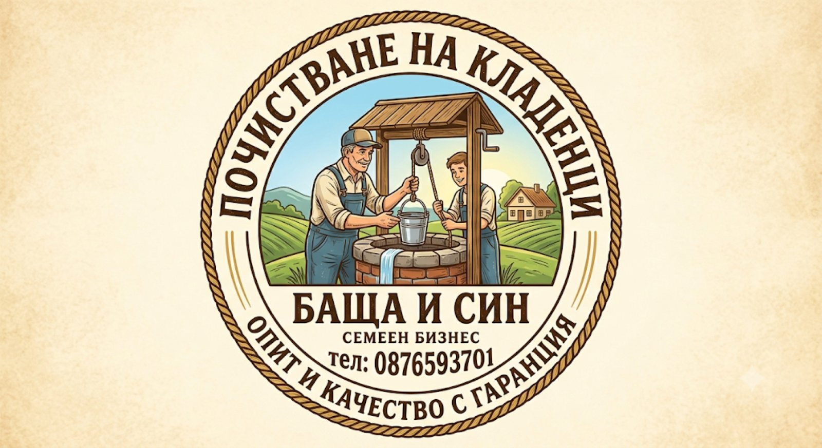 Баща и син - почистване на кладенци